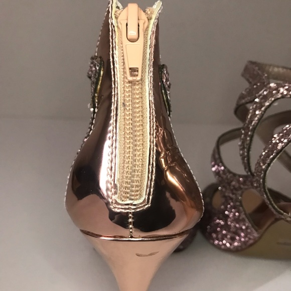 Betsey Johnson Raqui rose gold glitter heels size 7.5 - Picture 6 of 11